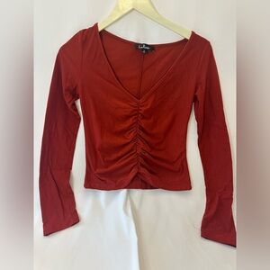 Lulus Long Sleeve Ruched Crop Top Women’s Size Small
